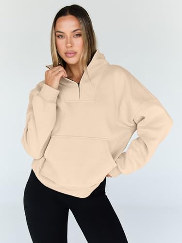 Trendy Queen Womens Sweatshirts Quarter Half Zip Pullover Oversized Hoodies Fall Fashion 2025 Winter Fleece Jackets Sweaters