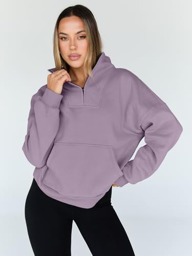 Trendy Queen Womens Sweatshirts Quarter Half Zip Pullover Oversized Hoodies Fall Fashion 2025 Winter Fleece Jackets Sweaters