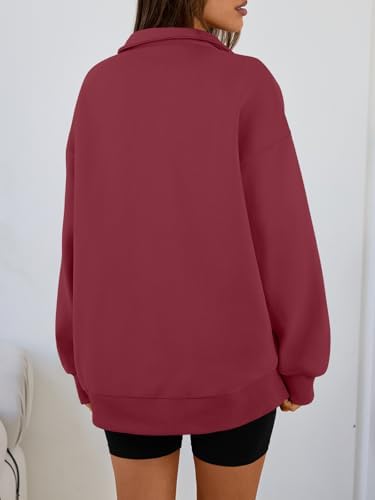Trendy Queen Womens Oversized Sweatshirts Fall Sweaters Fashion Hoodies Half Zip Pullover Long Sleeve Shirts Clothes