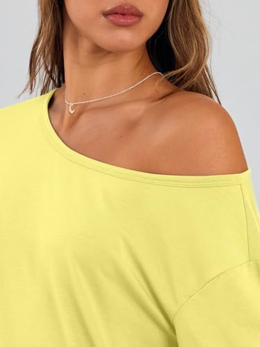 Trendy Queen Womens Off The Shoulder Tops Oversized Tshirts Long Sleeve 2025 Casual Basic Tees