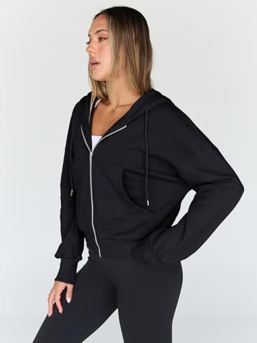 Trendy Queen Hoodies for Women Full Zip Up Cropped Sweatshirts Jackets Casual Comfy Gym Tops Fall Outfits Winter Clothes 2025