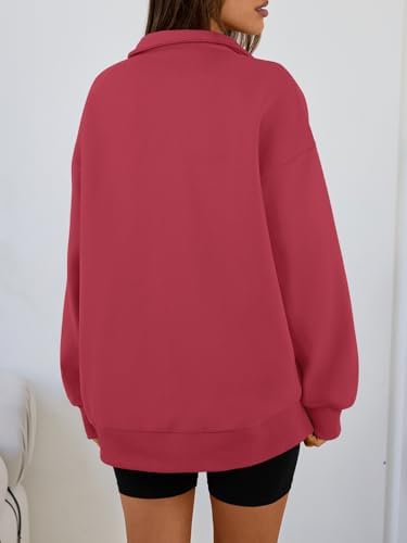 Trendy Queen Womens Oversized Sweatshirts Fall Sweaters Fashion Hoodies Half Zip Pullover Long Sleeve Shirts Clothes