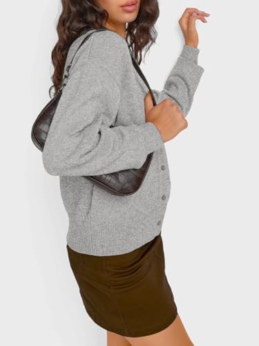 Trendy Queen Cropped Cardigan Sweaters for Women Lightweight Crop Knit Y2k Fall Outfits Fashion Clothes 2025