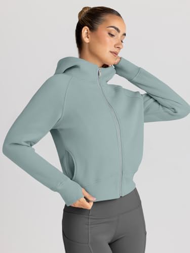 Trendy Queen Womens Zip Up Hoodies Jackets Cropped Sweatshirts Fleece Fall Outfits Casual Comfy Y2k Tops Winter Clothes 2025