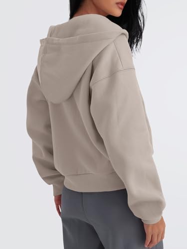 Trendy Queen Zip Up Hoodies For Women Cropped Sweatshirts Fall Fashion Outfits 2025 Y2k Fleece Teen Girls Clothes