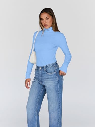 Trendy Queen Women's Turtleneck Long Sleeve Shirts Fall Fashion Basic Thermal Underwear Tops Winter Clothes 2025