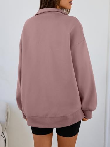 Trendy Queen Womens Oversized Sweatshirts Fall Sweaters Fashion Hoodies Half Zip Pullover Long Sleeve Shirts Clothes
