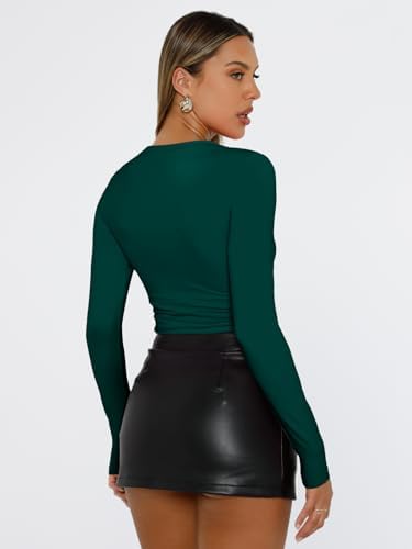 Trendy Queen Womens Long Sleeve T Shirts Fall Fashion 2025 Basic Crop Tops Going Out Outfits Y2k Clothes