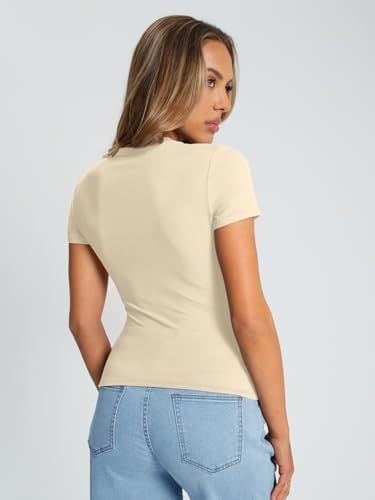 Trendy Queen Womens Basic T Shirts Summer Tops 2025 Crop Short Sleeve Slim Fit Tee Cute Gym Workout Clothes