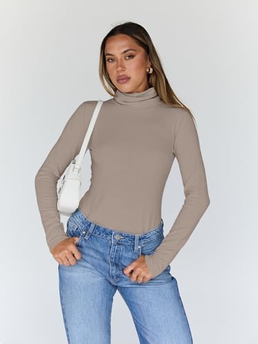 Trendy Queen Women's Turtleneck Long Sleeve Shirts Fall Fashion Basic Thermal Underwear Tops Winter Clothes 2025