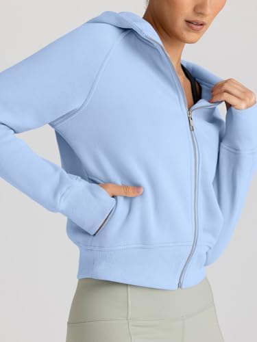 Trendy Queen Womens Zip Up Hoodies Jackets Cropped Sweatshirts Fleece Fall Outfits Casual Comfy Y2k Tops Winter Clothes 2025