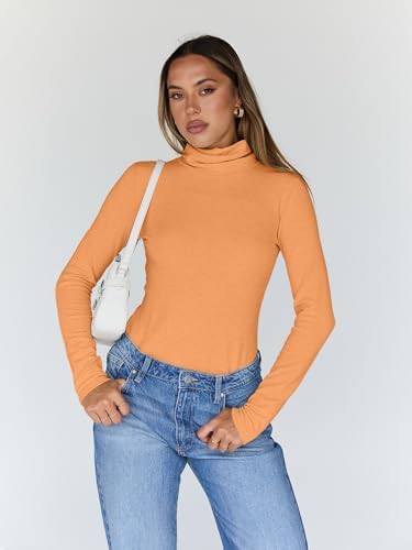 Trendy Queen Women's Turtleneck Long Sleeve Shirts Fall Fashion Basic Thermal Underwear Tops Winter Clothes 2025