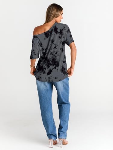 Trendy Queen Womens Off The Shoulder Tops Oversized T-Shirts Short Sleeve Tees Summer 2025 Casual Spring Fashion Clothes