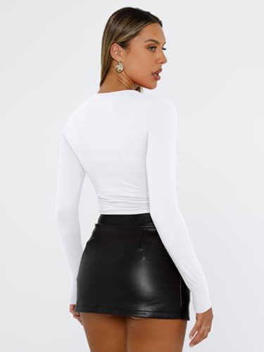 Trendy Queen Womens Long Sleeve T Shirts Fall Fashion 2025 Basic Crop Tops Going Out Outfits Y2k Clothes