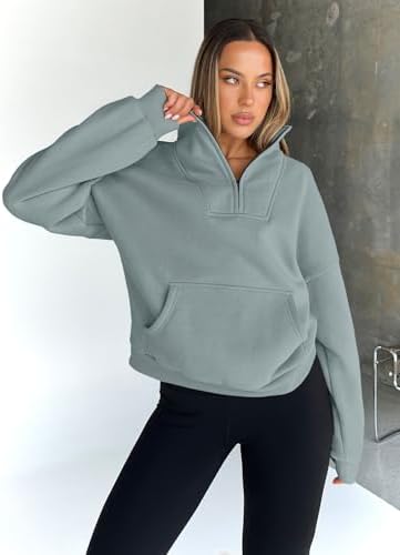 Trendy Queen Womens Sweatshirts Quarter Half Zip Pullover Oversized Hoodies Fall Fashion 2025 Winter Fleece Jackets Sweaters