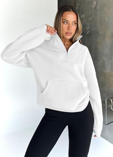 Trendy Queen Womens Sweatshirts Quarter Half Zip Pullover Oversized Hoodies Fall Fashion 2025 Winter Fleece Jackets Sweaters