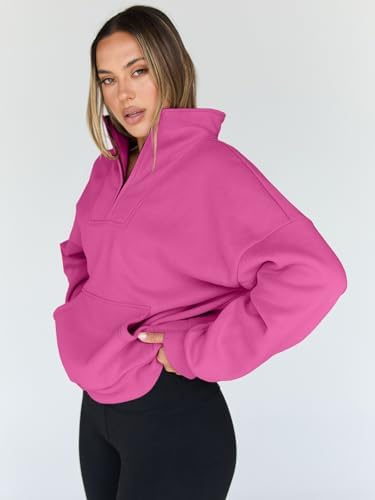 Trendy Queen Womens Sweatshirts Quarter Half Zip Pullover Oversized Hoodies Fall Fashion 2025 Winter Fleece Jackets Sweaters