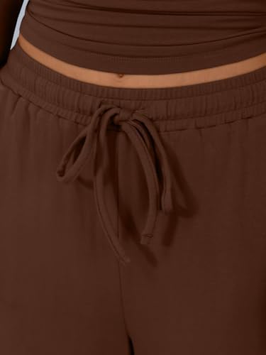 Trendy Queen Women's 2 Piece Matching Lounge Sets Long Sleeve Henley Neck Slightly Crop Top Wide Leg Pants Casual Sweat Suit