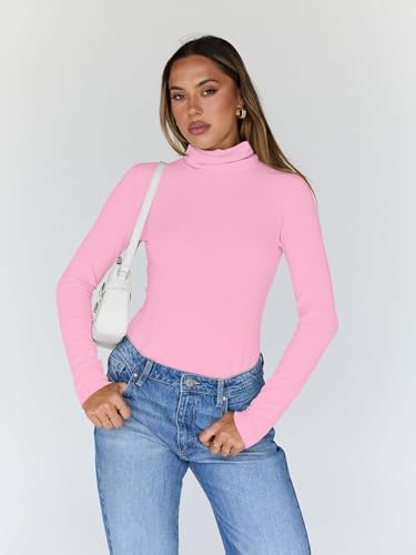 Trendy Queen Women's Turtleneck Long Sleeve Shirts Fall Fashion Basic Thermal Underwear Tops Winter Clothes 2025