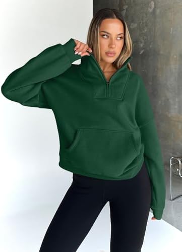Trendy Queen Womens Sweatshirts Quarter Half Zip Pullover Oversized Hoodies Fall Fashion 2025 Winter Fleece Jackets Sweaters
