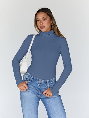 Trendy Queen Women's Turtleneck Long Sleeve Shirts Fall Fashion Basic Thermal Underwear Tops Winter Clothes 2025