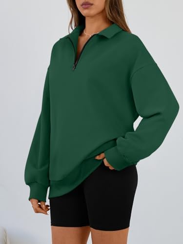 Trendy Queen Womens Oversized Sweatshirts Fall Sweaters Fashion Hoodies Half Zip Pullover Long Sleeve Shirts Clothes