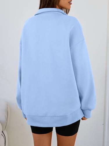 Trendy Queen Womens Oversized Sweatshirts Fall Sweaters Fashion Hoodies Half Zip Pullover Long Sleeve Shirts Clothes