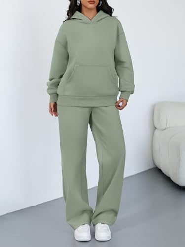 Trendy Queen 2 Piece Lounge Sweat Sets Plus Size Fall Fashion Matching Sweatsuits Wide Leg Pants Travel Outfit Winter Clothes