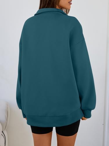 Trendy Queen Womens Oversized Sweatshirts Fall Sweaters Fashion Hoodies Half Zip Pullover Long Sleeve Shirts Clothes