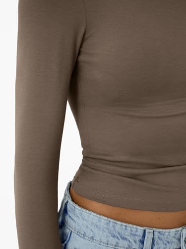 Trendy Queen Womens Long Sleeve T-Shirts Basic Crop Tops 2025 Fall Fashion Outfits Going Out Winter Clothes