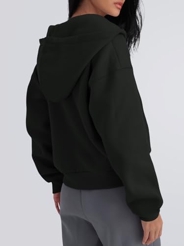 Trendy Queen Zip Up Hoodies For Women Cropped Sweatshirts Fall Fashion Outfits 2025 Y2k Fleece Teen Girls Clothes