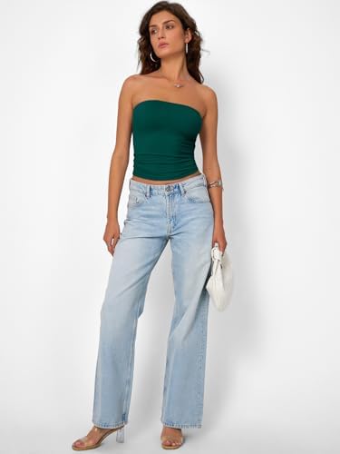 Trendy Queen Womens Strapless Tube Tops Basic Backless Sleeveless Bandeau Going Out Crop Tops Cute 2025 Summer Clothes