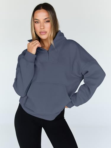 Trendy Queen Womens Sweatshirts Quarter Half Zip Pullover Oversized Hoodies Fall Fashion 2025 Winter Fleece Jackets Sweaters