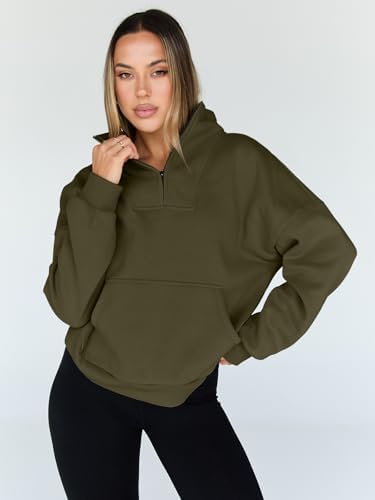 Trendy Queen Womens Sweatshirts Quarter Half Zip Pullover Oversized Hoodies Fall Fashion 2025 Winter Fleece Jackets Sweaters