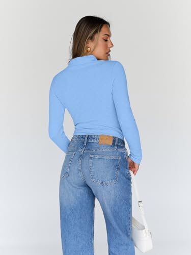 Trendy Queen Women's Turtleneck Long Sleeve Shirts Fall Fashion Basic Thermal Underwear Tops Winter Clothes 2025