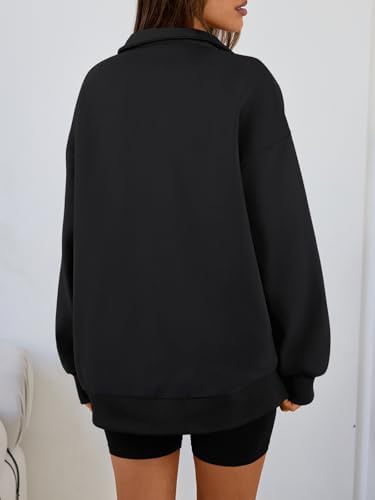 Trendy Queen Womens Oversized Sweatshirts Fall Sweaters Fashion Hoodies Half Zip Pullover Long Sleeve Shirts Clothes