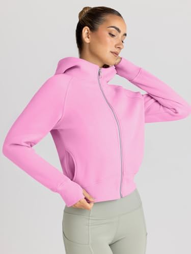 Trendy Queen Womens Zip Up Hoodies Jackets Cropped Sweatshirts Fleece Fall Outfits Casual Comfy Y2k Tops Winter Clothes 2025