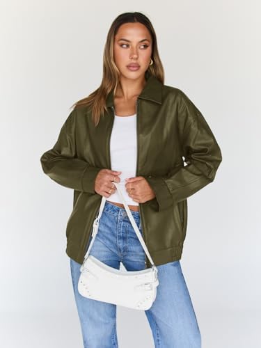 Trendy Queen Womens Leather Jackets Oversized Faux Motorcycle Plus Size Moto Biker Coat Fall Outfits Fashion Clothes 2025