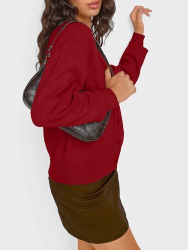 Trendy Queen Cropped Cardigan Sweaters for Women Lightweight Crop Knit Y2k Fall Outfits Fashion Clothes 2025