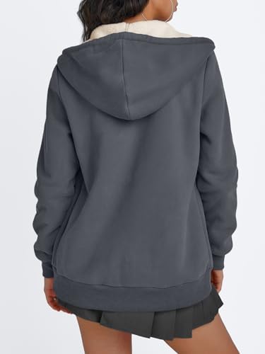 Trendy Queen Zip Up Hoodies for Women Fleece Lined Jackets Winter Coats Long Sleeve Sweatshirts Pullover Fall Clothes