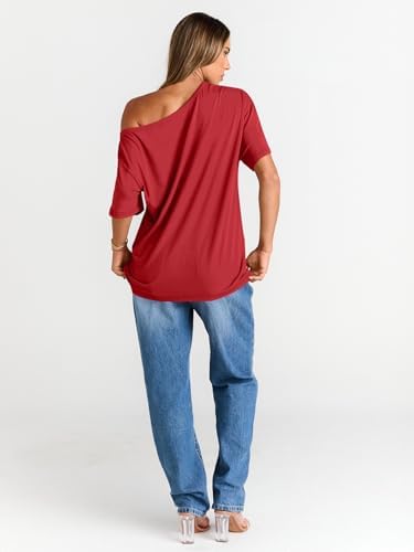Trendy Queen Womens Off The Shoulder Tops Oversized T-Shirts Short Sleeve Tees Summer 2025 Casual Spring Fashion Clothes