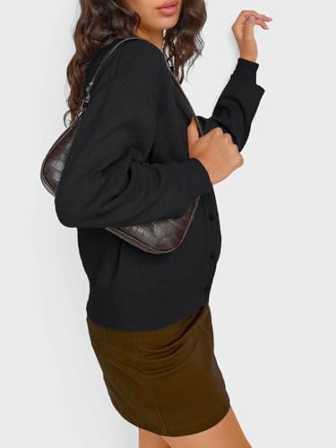 Trendy Queen Cropped Cardigan Sweaters for Women Lightweight Crop Knit Y2k Fall Outfits Fashion Clothes 2025