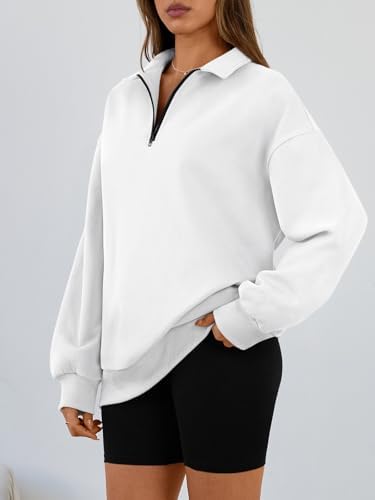 Trendy Queen Womens Oversized Sweatshirts Fall Sweaters Fashion Hoodies Half Zip Pullover Long Sleeve Shirts Clothes