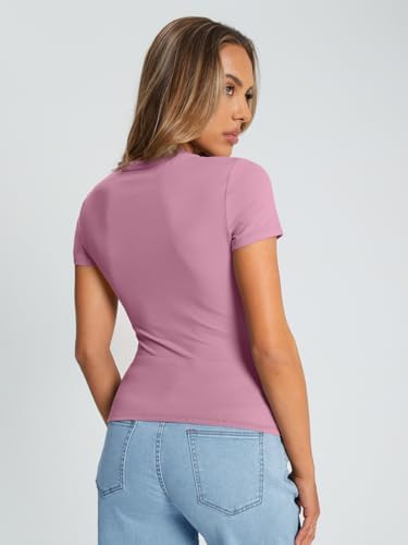 Trendy Queen Womens Basic T Shirts Summer Tops 2025 Crop Short Sleeve Slim Fit Tee Cute Gym Workout Clothes