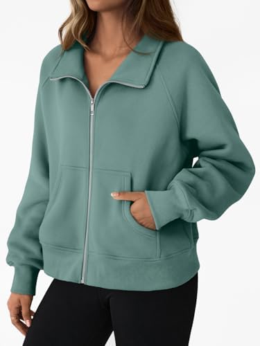 Trendy Queen Womens Sweatshirts Zip Up Hoodies Cropped Crewneck Pullover Casual Jackets Y2k Clothes Fall Fashion Outfits 2025