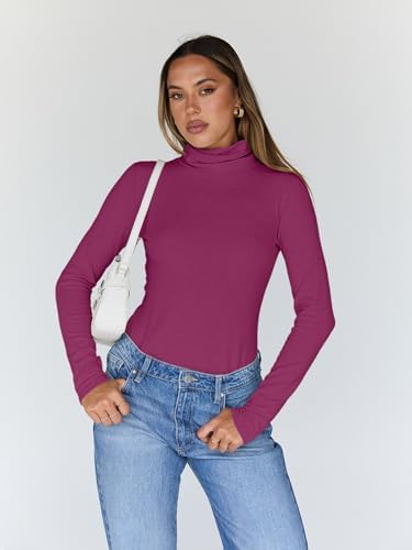 Trendy Queen Women's Turtleneck Long Sleeve Shirts Fall Fashion Basic Thermal Underwear Tops Winter Clothes 2025
