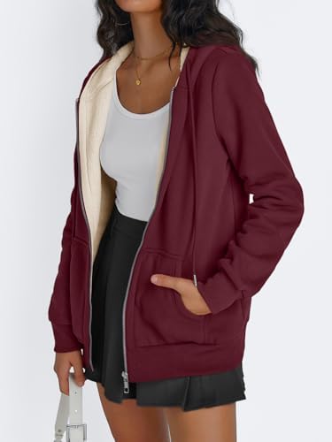 Trendy Queen Zip Up Hoodies for Women Fleece Lined Jackets Winter Coats Long Sleeve Sweatshirts Pullover Fall Clothes