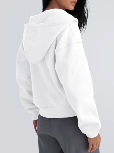 Trendy Queen Zip Up Hoodies For Women Cropped Sweatshirts Fall Fashion Outfits 2025 Y2k Fleece Teen Girls Clothes