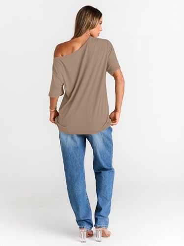 Trendy Queen Womens Off The Shoulder Tops Oversized T-Shirts Short Sleeve Tees Summer 2025 Casual Spring Fashion Clothes