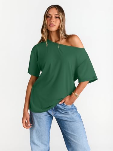 Trendy Queen Womens Off The Shoulder Tops Oversized T-Shirts Short Sleeve Tees Summer 2025 Casual Spring Fashion Clothes